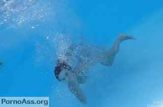 The sexy girl Gloria Sol swimming at the pool in bikini, and topless (Gloria Sol)
